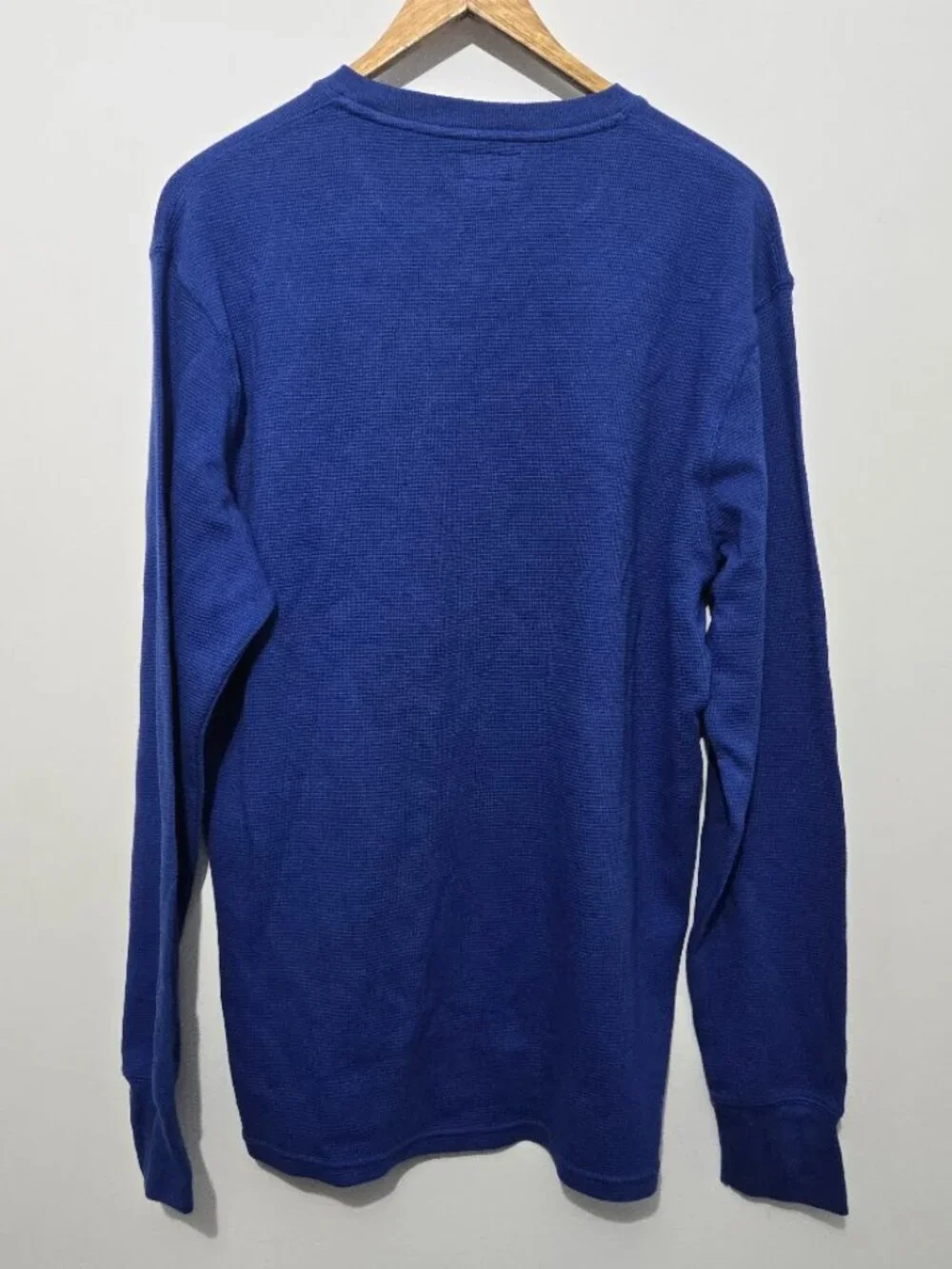 Polo Ralph Lauren Mens Waffle Knit Long Sleeve Thermal Shirt Sz L Blue Crew Neck